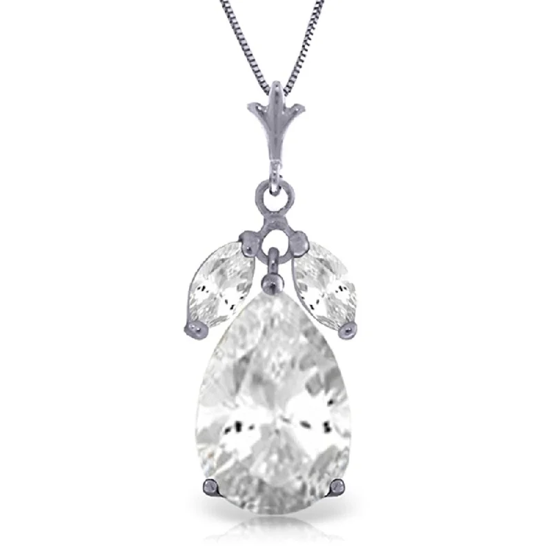 Birch wood necklaces-6.5 Carat 14K White Gold Summer Twilight White Topaz Necklace