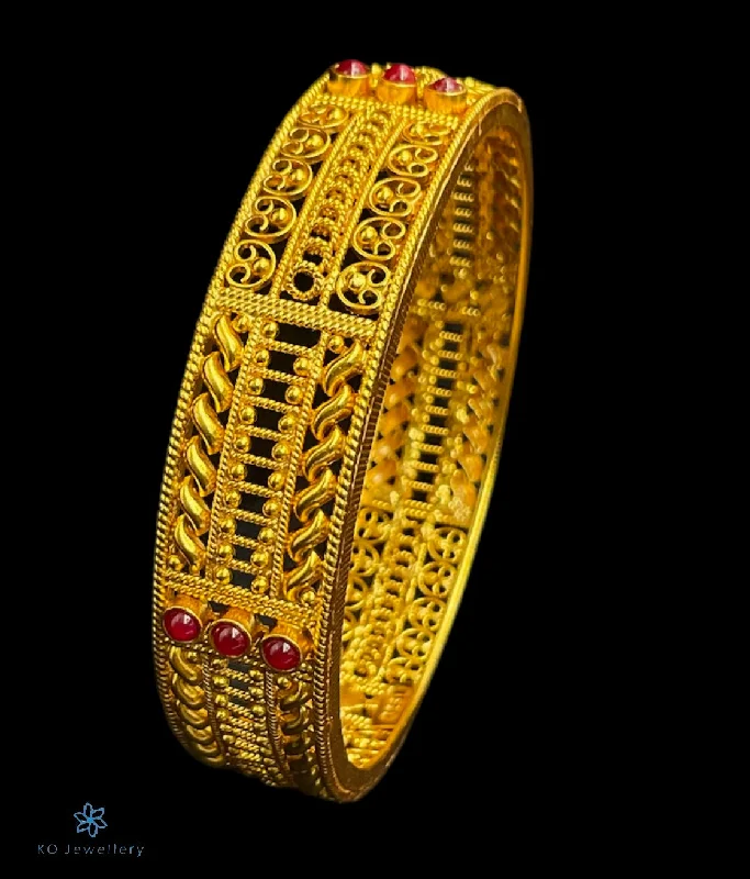 Crystal weave bangles-The Aditi Silver Filigree Bangle (Red/Size/2.2/2.4/2.6/2.8)