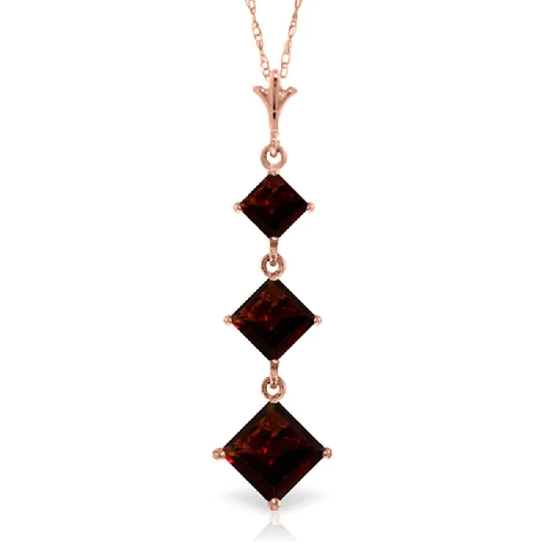 Tribal tassel necklaces-2.4 Carat 14K Rose Gold Waterdrops Garnet Necklace