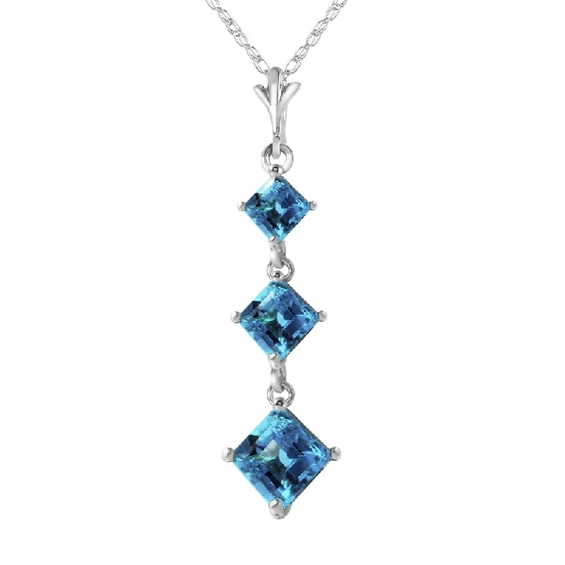 Oval gem necklaces-2.4 Carat 14K White Gold A Tousand Times Blue Topaz Necklace