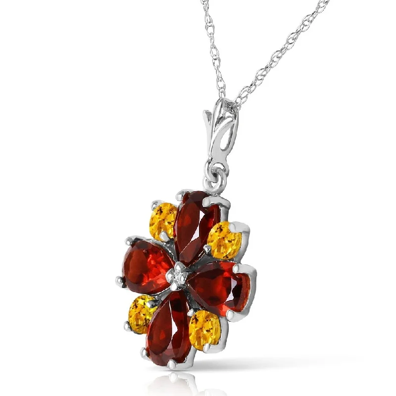 Joy charm necklaces-2.43 CTW 14K Solid White Gold Paved Path Garnet Citrine Necklace