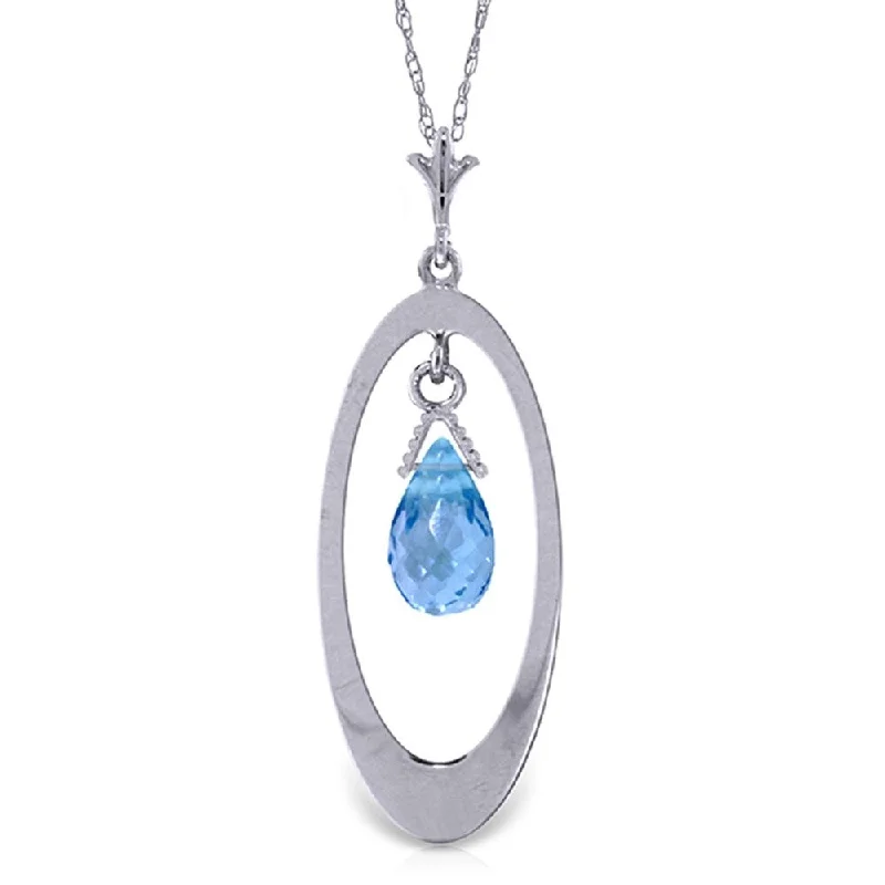 Slanted design necklaces-0.7 CTW 14K Solid White Gold Crash Into You Blue Topaz Necklace