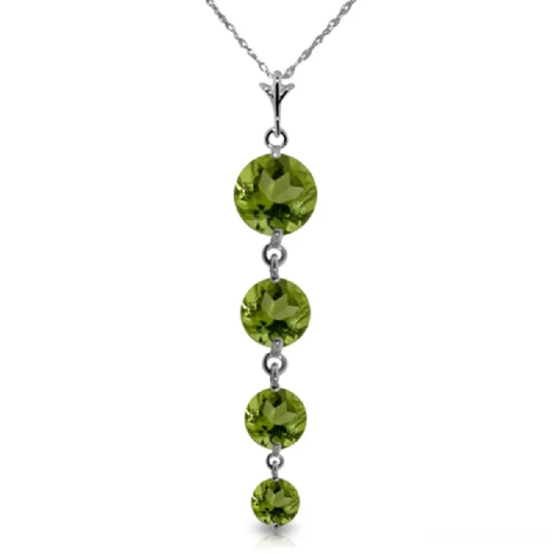 Lapis gem necklaces-3.9 Carat 14K White Gold Partake Peridot Necklace