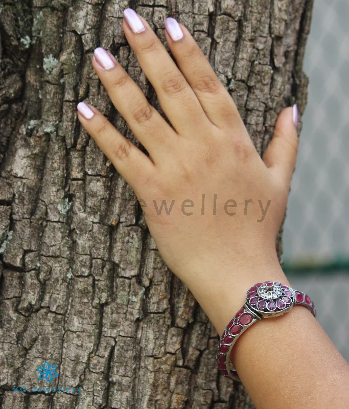 Surf theme bangles-The Amyra Silver Kempu Bracelet (Oxidised/Size /2.2/2.4/2.6/2.8)