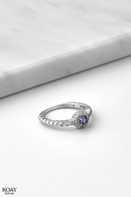 Matte band rings-Zircon (044-Purple ) Ring