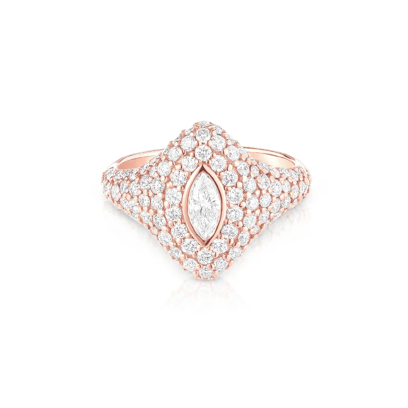 Wide gold rings-Marquise Bling Pinky Ring