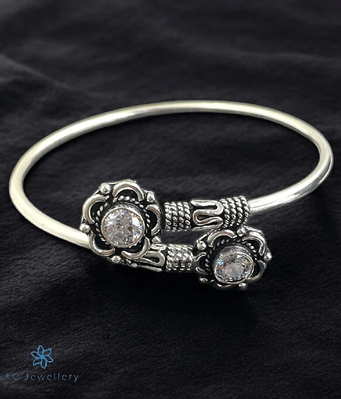 Loop charm bangles-The Vivarna Silver Openable Gemstone Bracelet