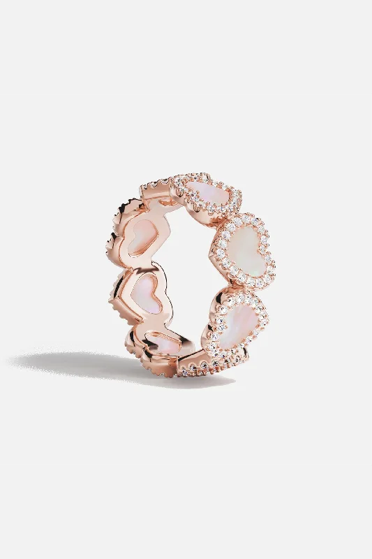 High shine rings-Pavé Pink Nacre Full Heart Ring