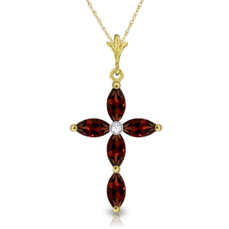 Cosmic glow necklaces-1.23 Carat 14K Gold Necklace Natural Diamond Garnet