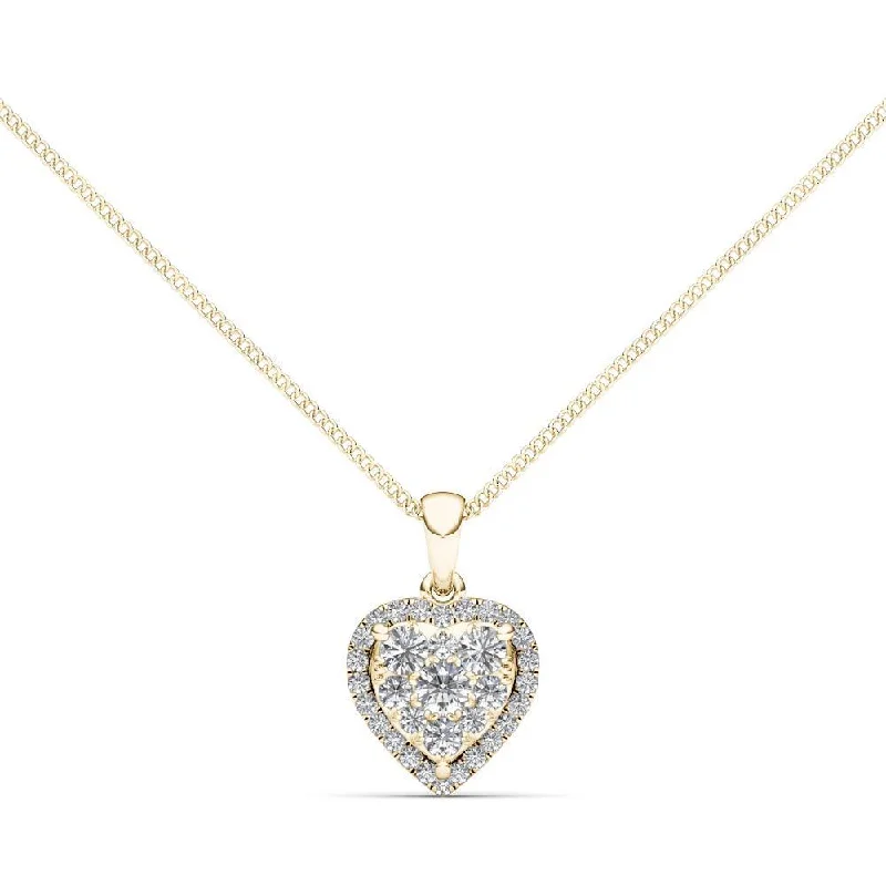 Frosted glass necklaces-De Couer IGI Certified 14K Yellow Gold 1/2ct TDW Diamond Cluster Necklace