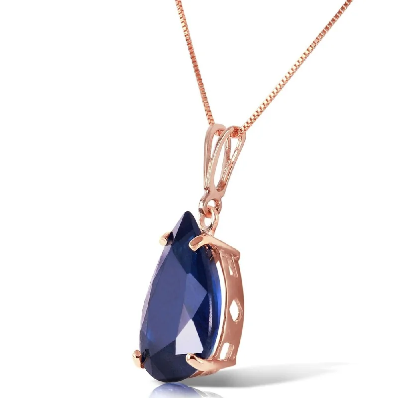 Tribal coin necklaces-4.65 CTW 14K Solid Rose Gold Teardrop Sapphire Necklace