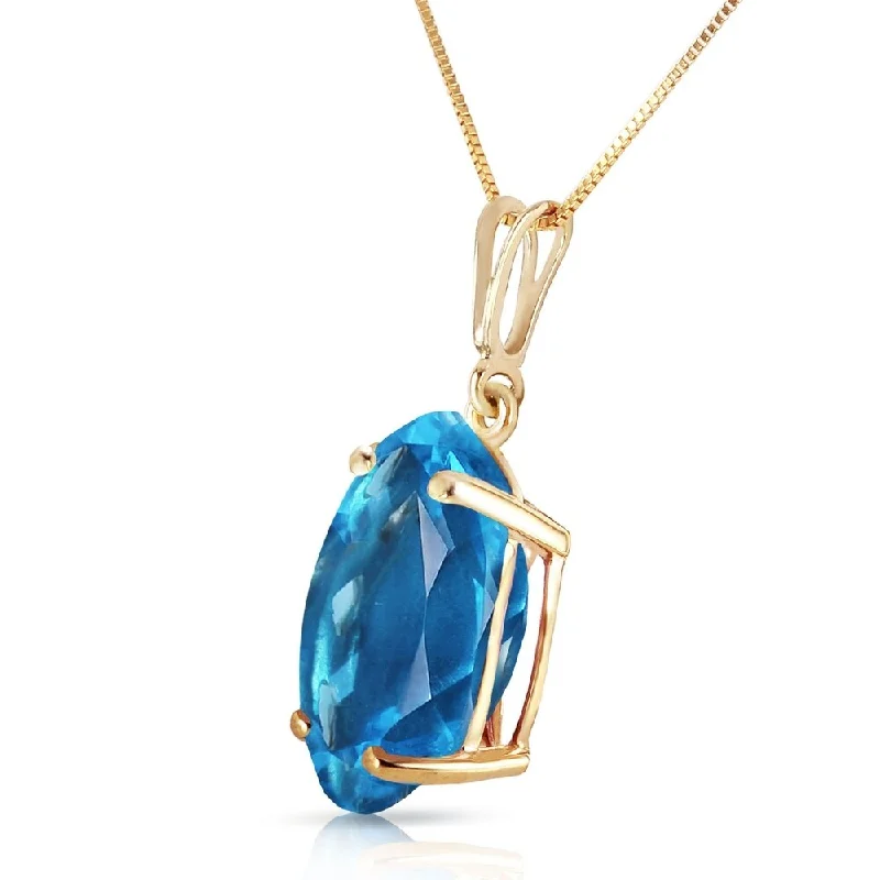 Silk fringe necklaces-8 Carat 14K Solid Gold Necklace Oval Blue Topaz