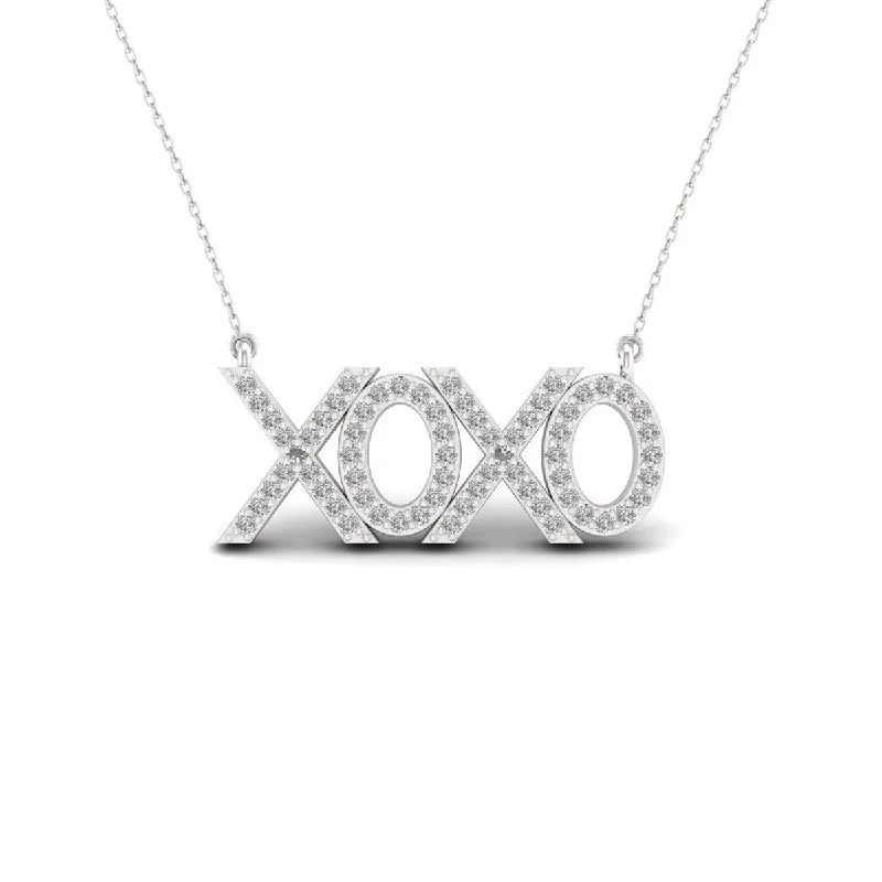 Round stone necklaces-S925 Sterling Silver 1/5ct TDW Diamond XOXO Necklace