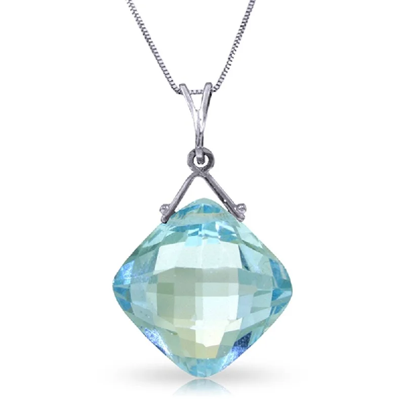 Regency style necklaces-8.75 Carat 14K Solid White Gold Competence Blue Topaz Necklace