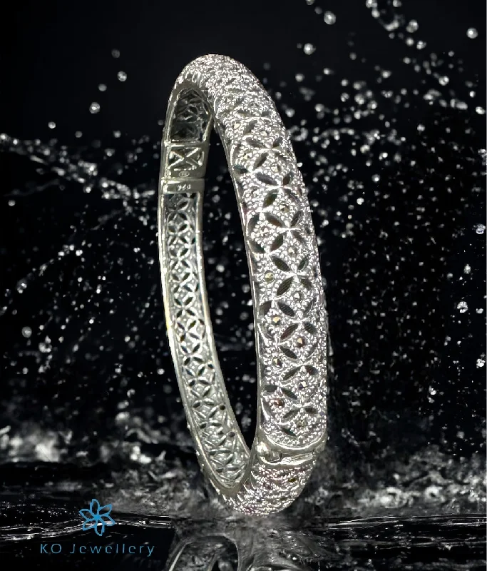 Layered link bangles-The Intricate Silver Marcasite Openable Bracelet