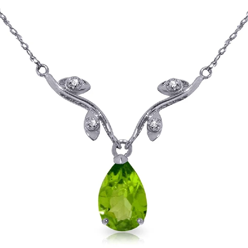 Yarn tassel necklaces-1.52 Carat 14K White Gold Say That Again Peridot Diamond Necklace