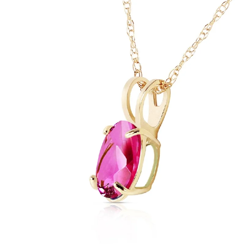 Dainty charm necklaces-0.85 Carat 14K Solid Gold Heart Asks Mind Pink Topaz Necklace