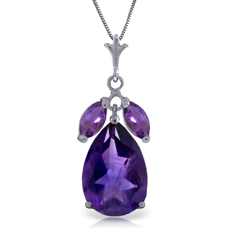 Bamboo weave necklaces-6.5 Carat 14K White Gold Enduring Flame Amethyst Necklace