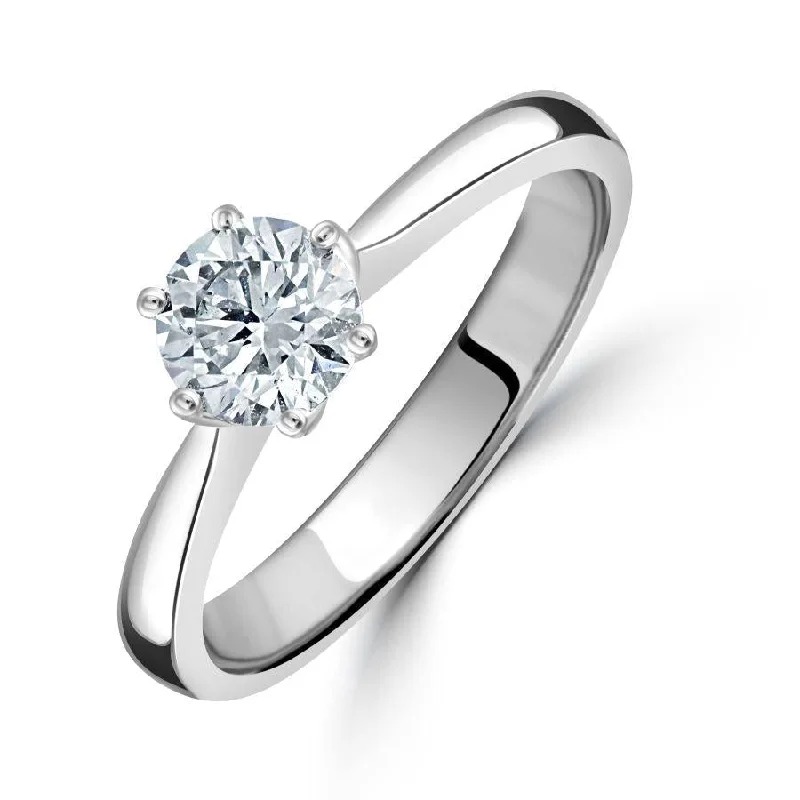 Cord edge engagement rings-0.70ct Round Brilliant Cut Diamond Solitaire Platinum Ring