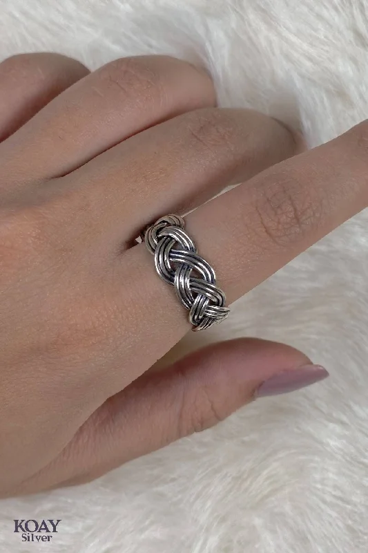 Leaf design rings-Plain Braided (02) Ring