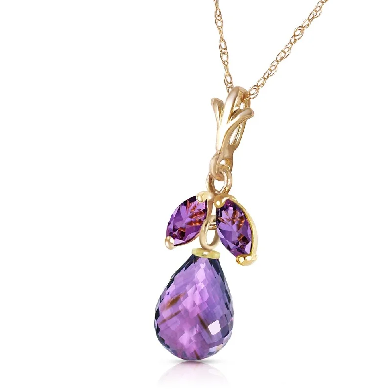 Smooth disc necklaces-1.7 Carat 14K Solid Gold Ease Into Love Amethyst Necklace