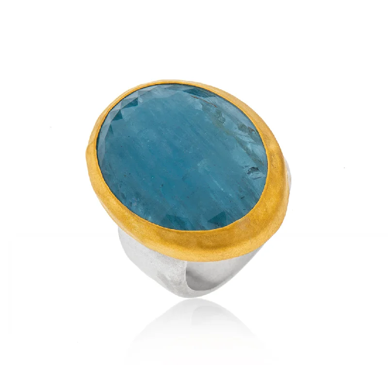 Vibrant enamel rings-Nava Zahavi Yellow Gold Aquamarine Azure Ring