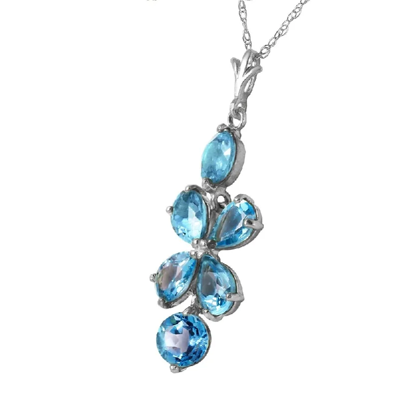 Thai style necklaces-3.15 Carat 14K Solid White Gold Dare To Dream Blue Topaz Necklace