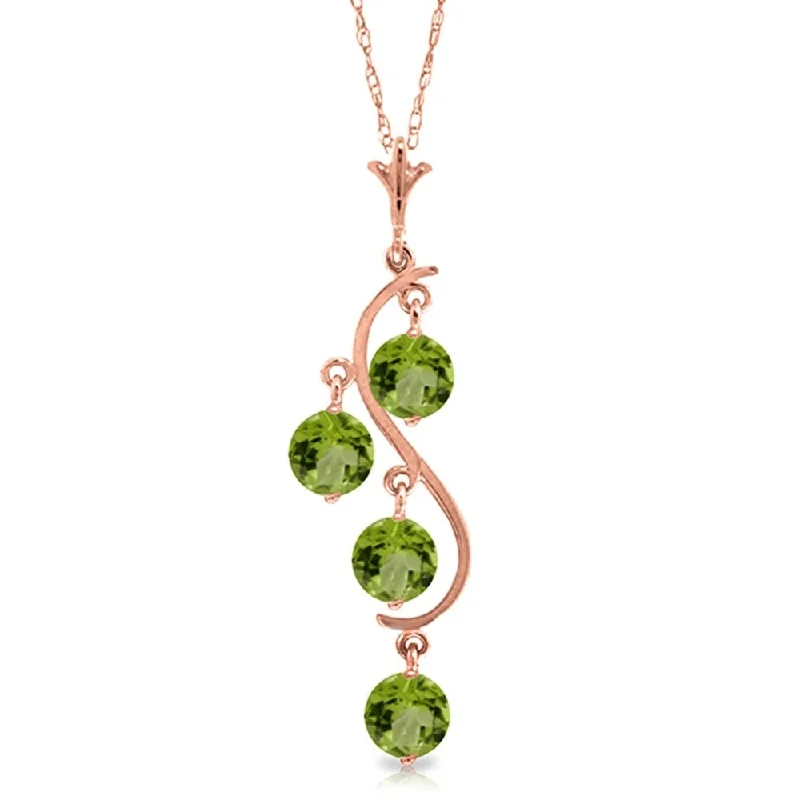 Owl charm necklaces-2.25 Carat 14K Solid Rose Gold Grape Peridot Necklace