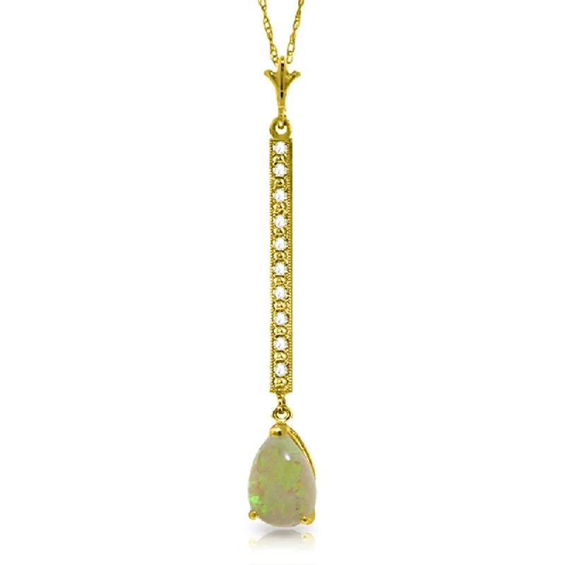 Radiant pearl necklaces-0.82 Carat 14K Gold Necklace Diamond Opal