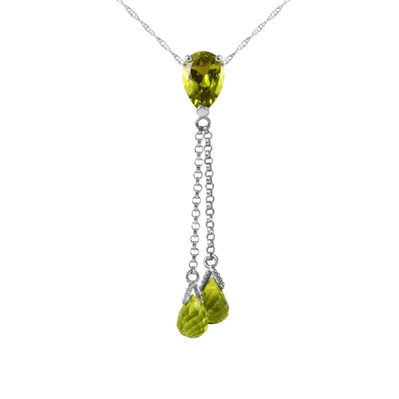 Luxe stone necklaces-3.75 Carat 14K White Gold Necklace Peridot