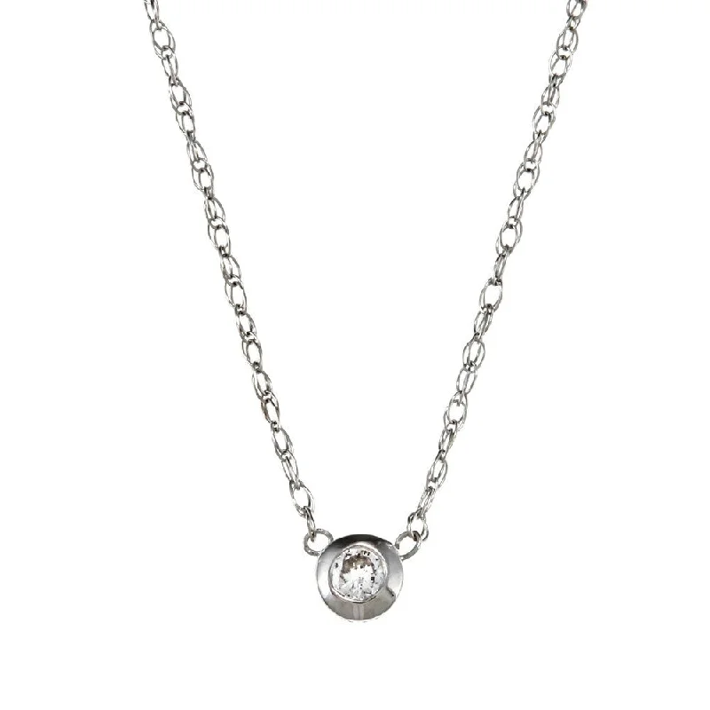 Heavy gem necklaces-Annello by Kobelli 14k White Gold Diamond Bezel Necklace