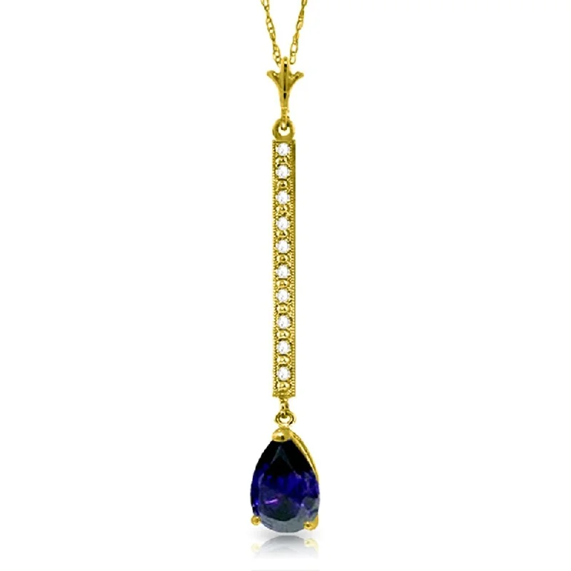 Plaited knot necklaces-1.8 Carat 14K Gold Necklace Diamond Sapphire