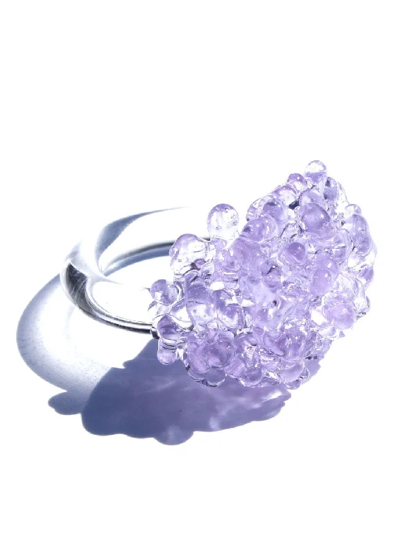 Curved band rings-Glass Cluster Ring - Lilac