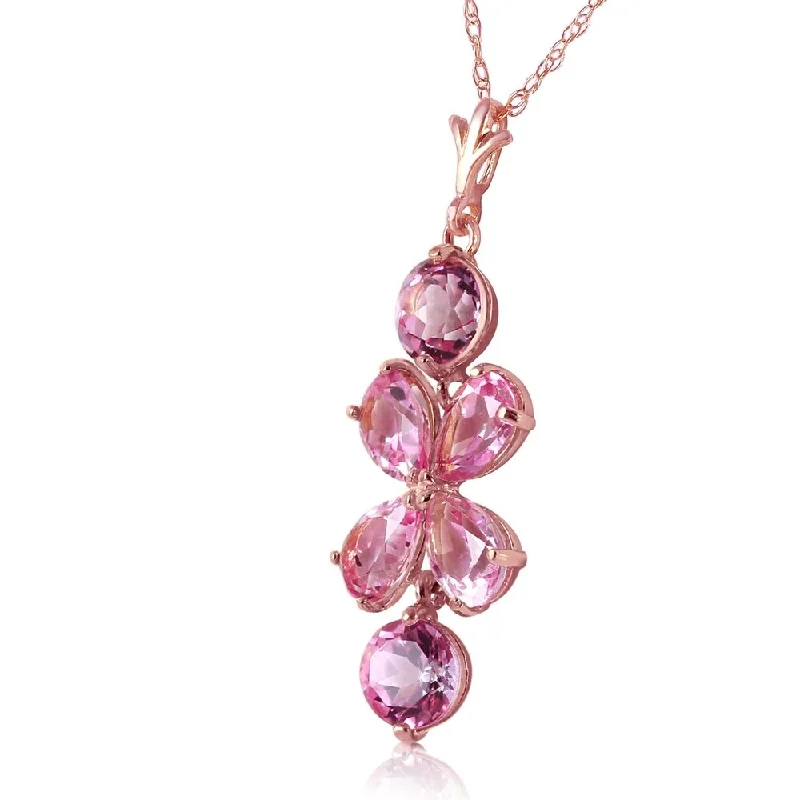 Frosted glass necklaces-3.15 Carat 14K Solid Rose Gold Petals Pink Topaz Necklace