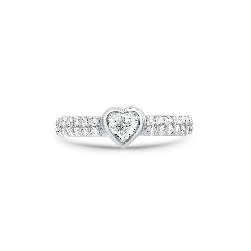 Open frame rings-Heart Diamant Ring