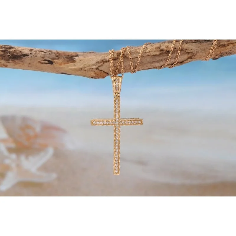 Smooth pendant necklaces-De Couer IGI Certified 10K Rose Gold 1/6ct TDW Diamond Cross Necklace - White H-I