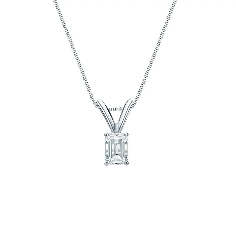 Square shape necklaces-Auriya 14K Gold Lab Grown Emerald Diamond Solitaire Necklace 4-Prong Basket 0.25 to 5.00 ct. tw. (F-G VS)