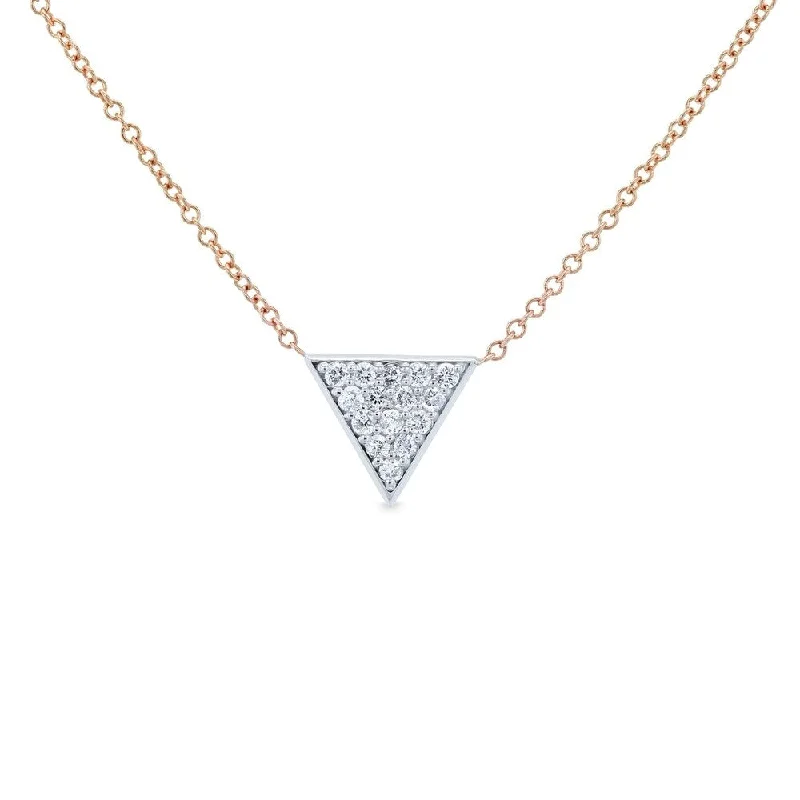 Glossy pearl necklaces-Annello by Kobelli 14k White Gold Triangle Diamond Necklace Rose Gold Chain