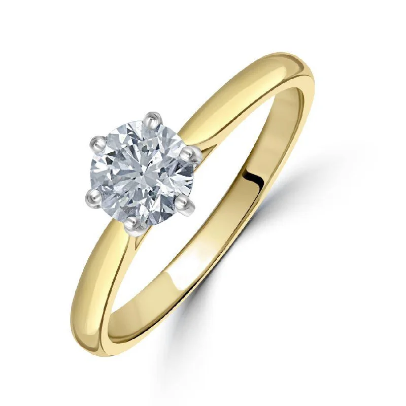 Antique bronze engagement rings-0.73ct Round Brilliant Cut Diamond Solitaire 18ct Yellow Gold Ring