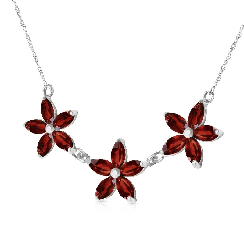 Wide chain necklaces-4.2 Carat 14K Solid White Gold Necklace Natural Garnet