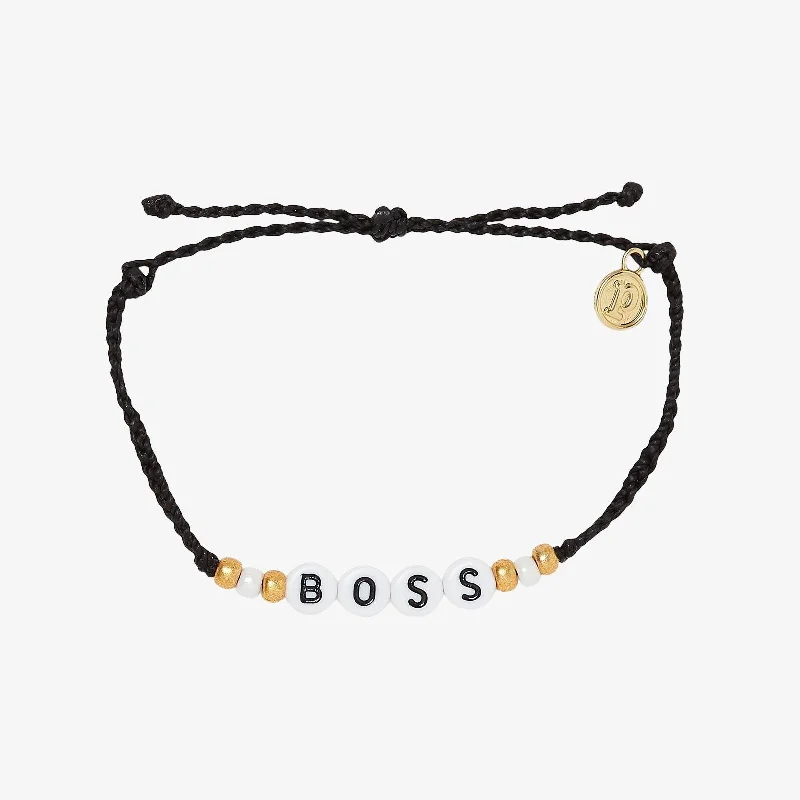 Frosted glass bangles-Boss Alphabet Bead Bracelet