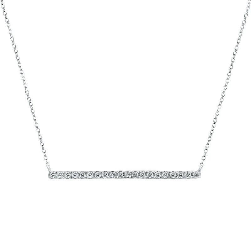 Wide chain necklaces-Marquee 1/5 Carat TW Diamond Bar Necklace in 10K White Gold