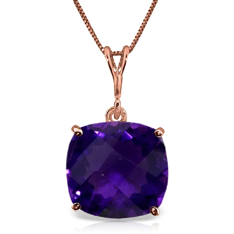 Multi-strand necklaces-3.6 Carat 14K Rose Gold Necklace Natural Checkerboard Cut Purple Amethyst