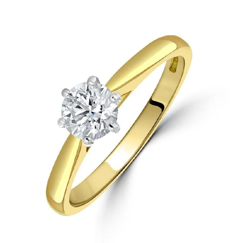 Teardrop engagement rings-0.62ct Round Brilliant Cut Diamond Solitaire 18ct Yellow Gold Ring