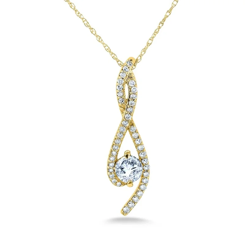 High gloss necklaces-Annello by Kobelli 10k Gold 1/2ct TDW Diamond Ribbon Necklace (H-I, I1-I2)