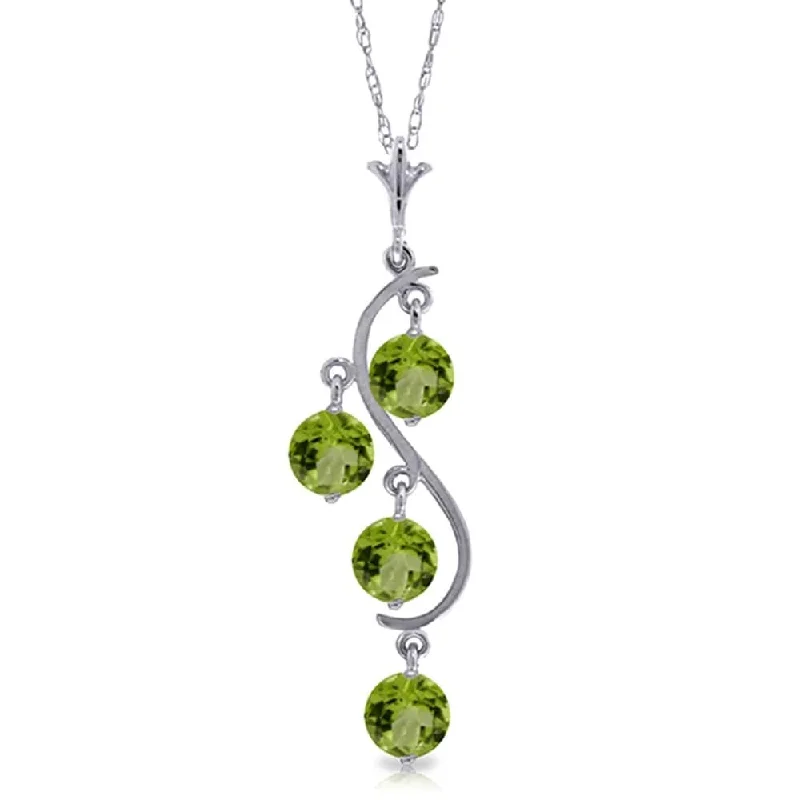 Woven cord necklaces-2.25 Carat 14K Solid White Gold Thousand Voices Peridot Necklace