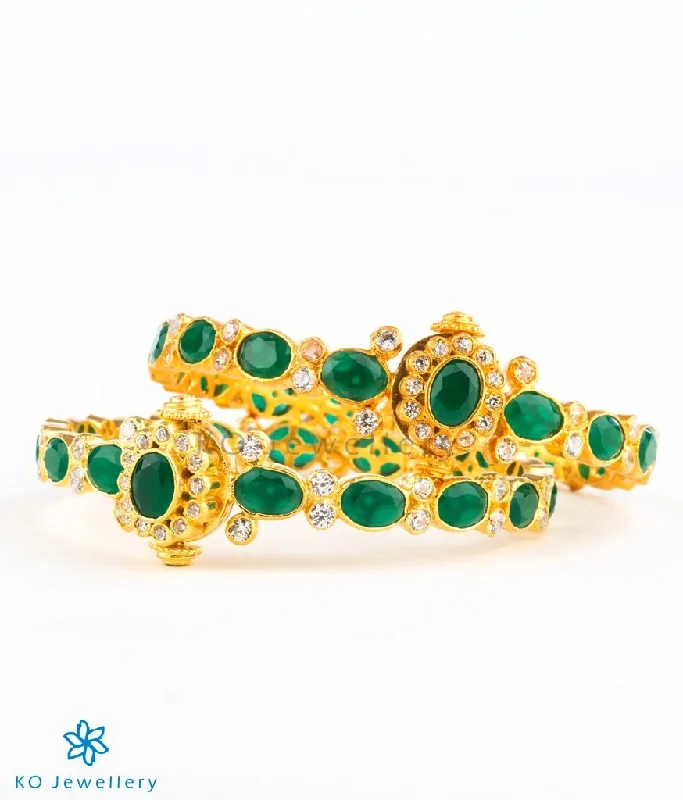 Warm clay bangles-The Harini Silver Kemp Bracelet (Green/Size/2.2/2.4/2.6/2.8)