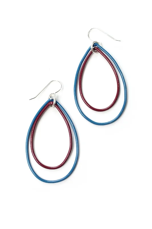 Eva earrings in Azure Blue and Lush Burgundy