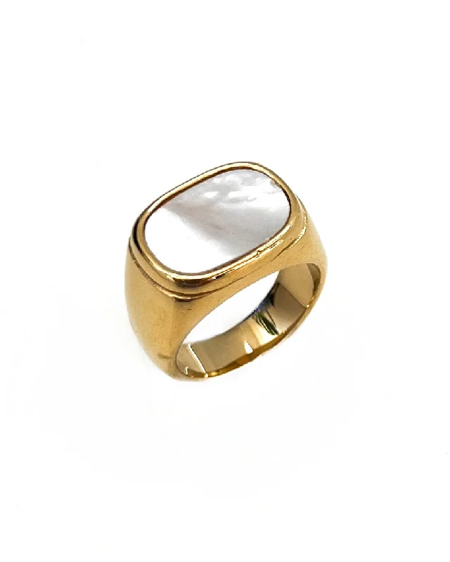 Bold geometric rings-Rory Mother Of Pearl Ring