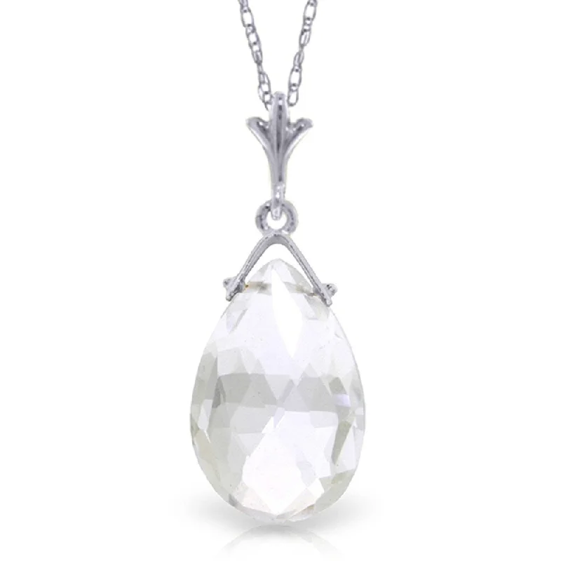 Smooth drop necklaces-5.1 Carat 14K White Gold Necklace Briolette White Topaz